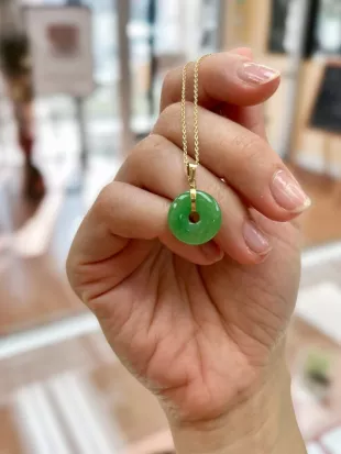 Real Jade Small Donut Round Pendant-Jade Circle Necklace
