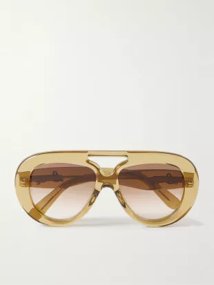 Curvy Aviator Style Acetate Sunglasses