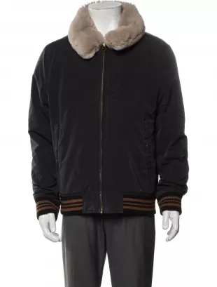 Down Flight Jacket with Faux Fur Trim
