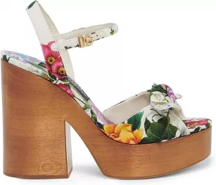 Floral 125MM Platform Wedge Sandals