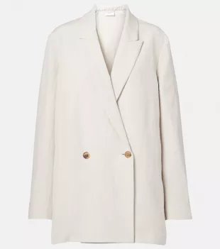 Nat Double-breasted Silk and Linen Blazer