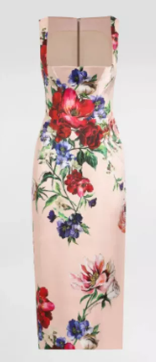 Satin Calf Length Sheath Dress