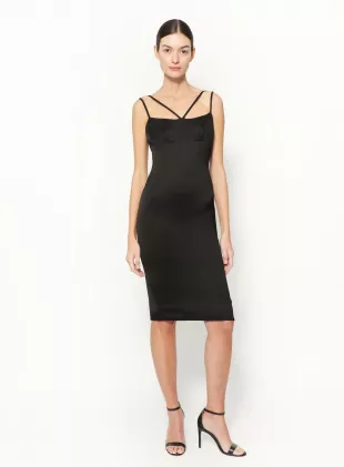 Silk Bodycon Dress in Black