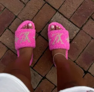 Pink Fur Mink Slides