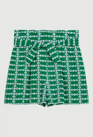 Tie Up Printed Shorts in Cactus