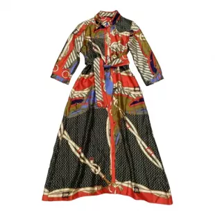 Floral Print Belted Shirtdress