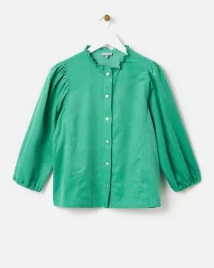 Green Corduroy Frill Collar Shirt
