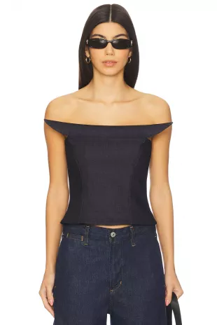 Symmetrical Sculpted Denim Corset Top