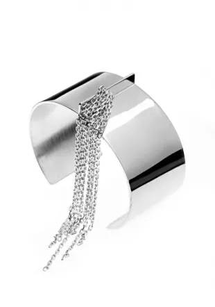 Pompon Cuff Bracelet in Silver