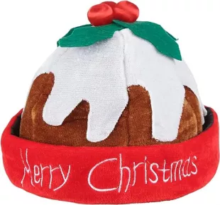 Beanie Hat with Holly Berries Warm Fleece Hat with Rolled Brim Fancy Dress