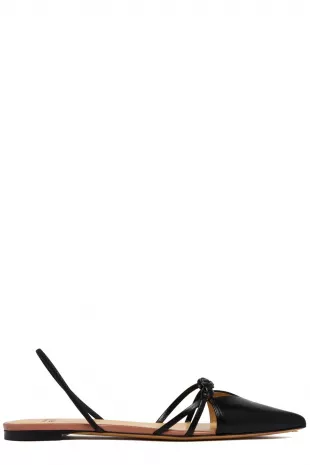 Black Slingback Leather Flats