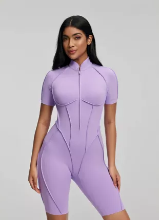 Purple Short Sculpted Catsuit