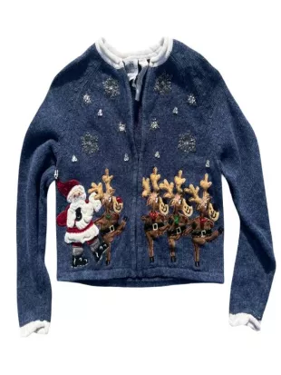 Saturday Night Live S51 Ariana Grande Navy Blue Christmas Cardigan