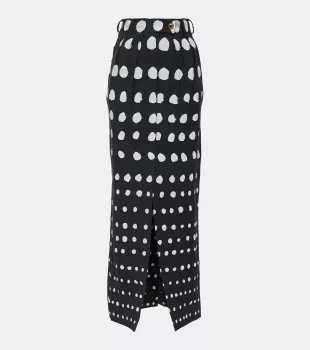 Polka Dot Wool Maxi Skirt