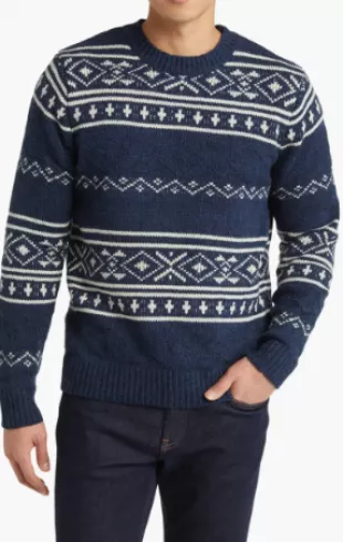 Norwegian Motif Wool Blend Sweater