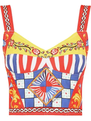 Carretto Print Bustier Top