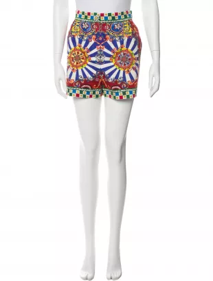 Multicolor Carreto Print Cotton Shorts