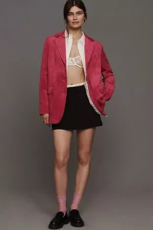 Faux-Suede Boyfriend Blazer