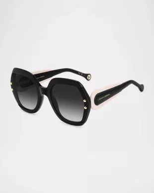 Logo Print Round Acetate Sunglasses
