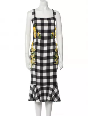 Plaid Print Midi Dress