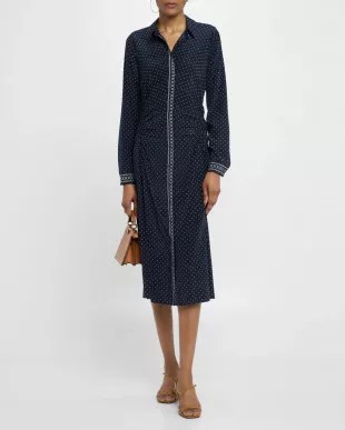 Lex Polka Dot Silk Midi Dress