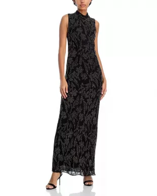 Sylven Beaded Mock Neck Maxi Dress