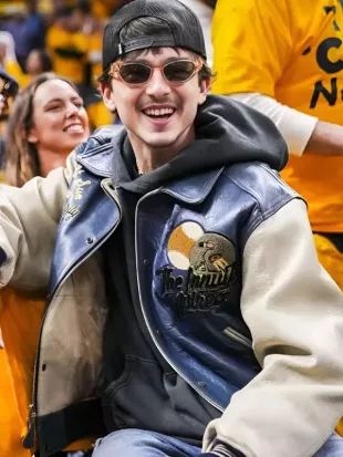 Knicks NBA Game Timothee Chalamet Leather Jacket