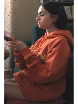 Emily In Paris S05 Emily Cooper Orange Slogan Hoodie
