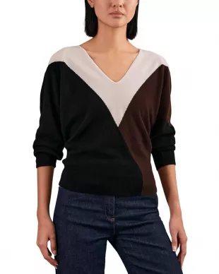 June Sweater in Black/Burgundy/Cream