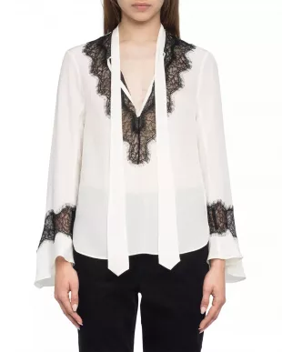 Tuan Silk Lace Trim Blouse