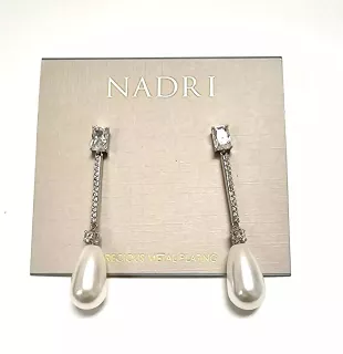 Pearl with Crystals Silver Plated Earrings