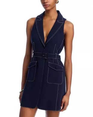 Belize Topstitch Belted Minidress