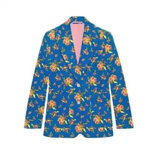 Single Breasted Floral Print Corduroy Jacket