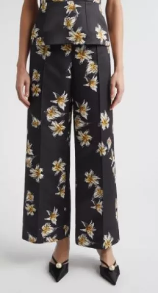 Daffy Floral Faille Wide Leg Pants
