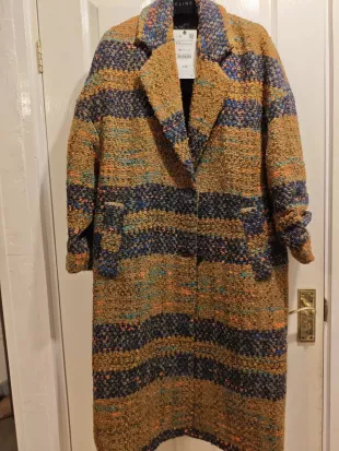 Wool Blend Coat Brown Multicoloured