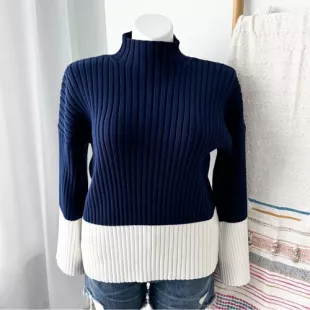 Colorblock Chunky Knit Mockneck Sweater