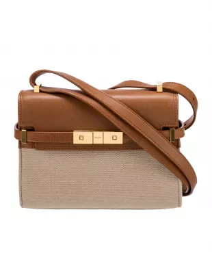 Beige & Brown Canvas Manhattan Bag
