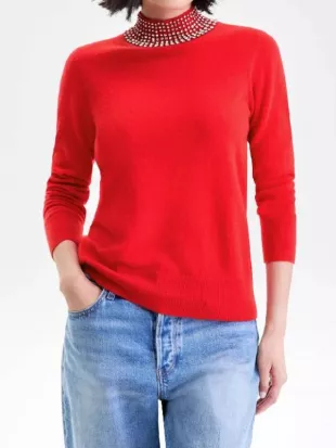 Elsbeth Season 3 Carrie Preston Red Embellished Sweatshirt