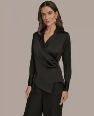 Long-Sleeve Collared Blouse