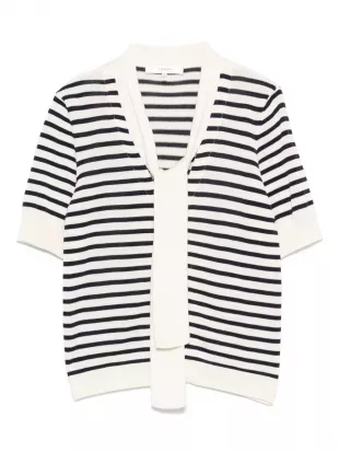 The Sailor Striped Tie Neck Sweater