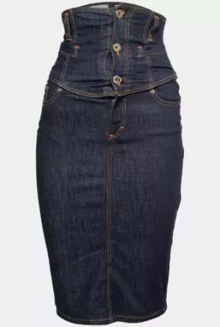 High Waisted Denim Pencil Skirt