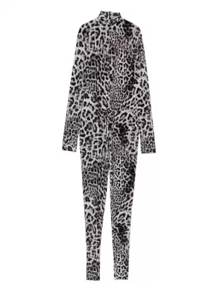 Leopard Print Turtleneck Jumpsuit