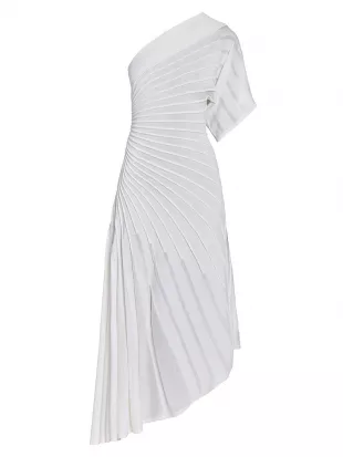 Asym Ray Wool Asymmetric Midi Dress