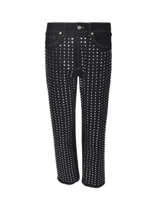 Black Womens Pants With Rivets