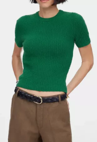 Bouclé-Knit Crewneck Sweater Tee