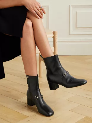 Horsebit-Detailed Leather Ankle Boots
