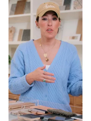 Fixer Upper Colorado Mountain House S01 Joanna Gaines Blue Cable Knit Cardigan