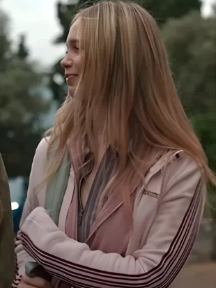 Girl Taken Pink Striped Sleeve Zip Track Jacket