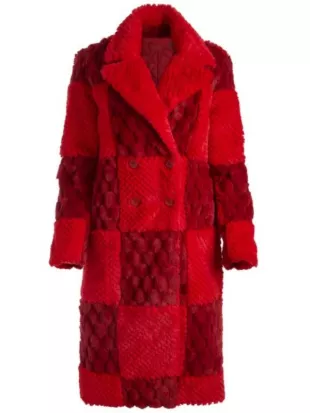 Elsbeth S03 Carrie Preston Red Faux Fur Peacoat