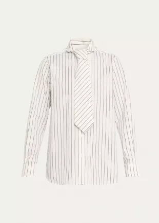 Striped Neck Tie Button Down Shirt